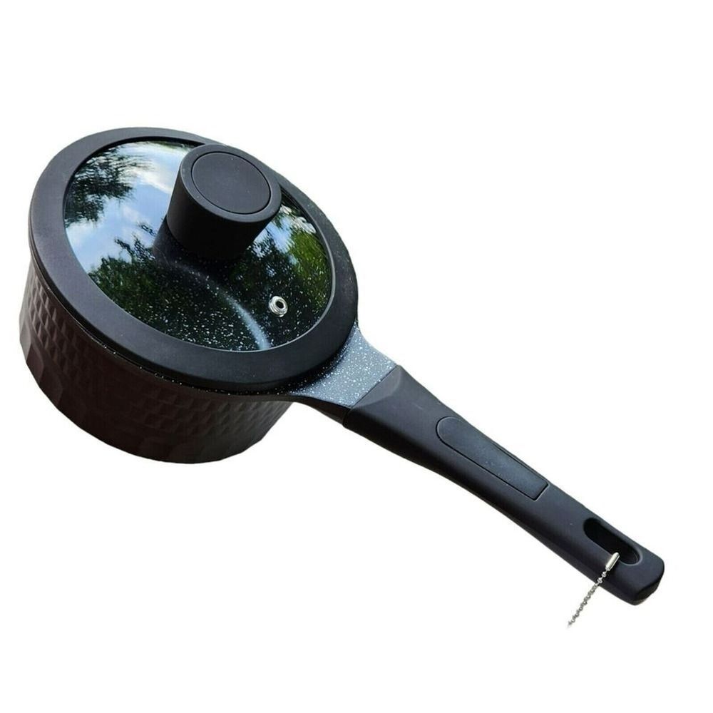 D&W Premium Cookware 7in Saucepan Casserole Nonstick With Glass Lid 1.9QT‎ Black